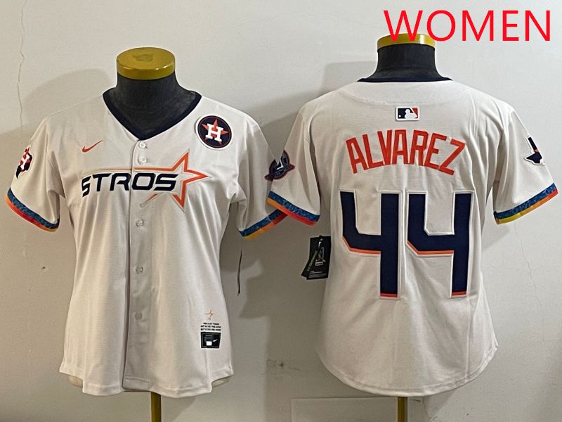 Women Houston Astros #44 Alvarez Cream Fourth generation Joint Name Nike 2025 MLB Jersey style 6